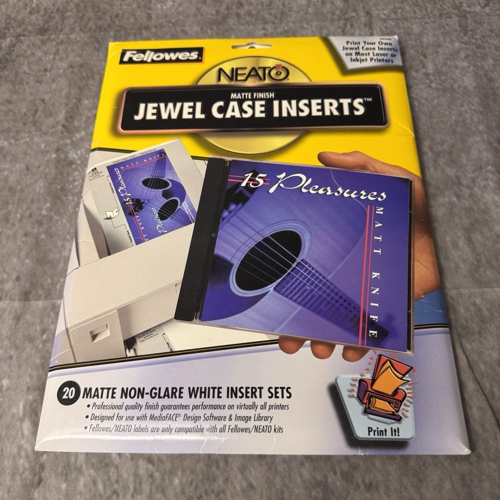 Fellowes 99946 Standard Jewel Case Inserts Neato Laser Ink Jet Printer Matte